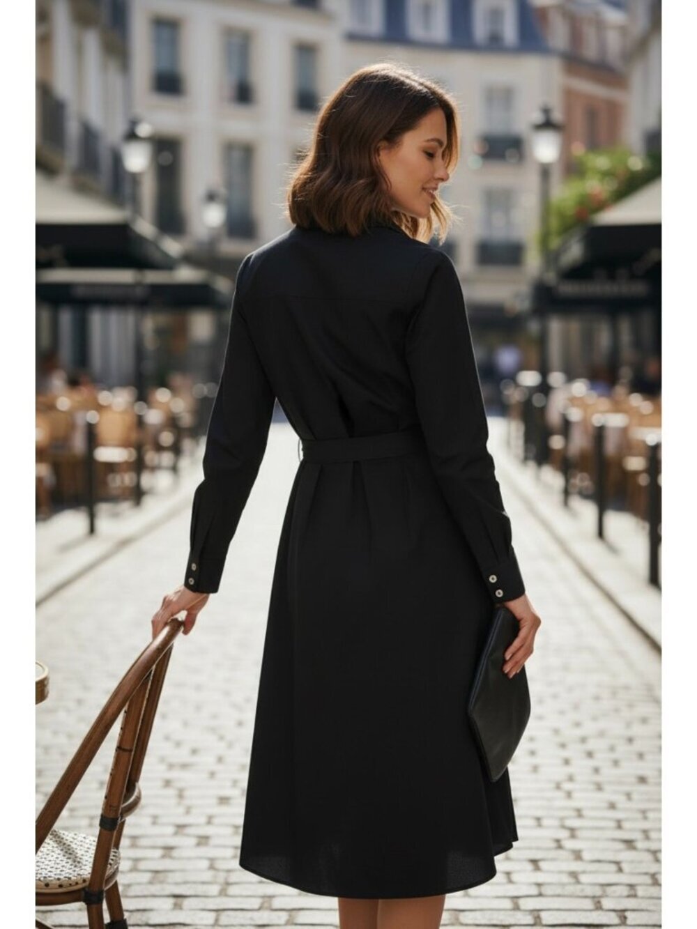 NWT J.Crew Black Long Sleeve Poplin Shirt Dress - Size: Petite 00 - Picture 10 of 11